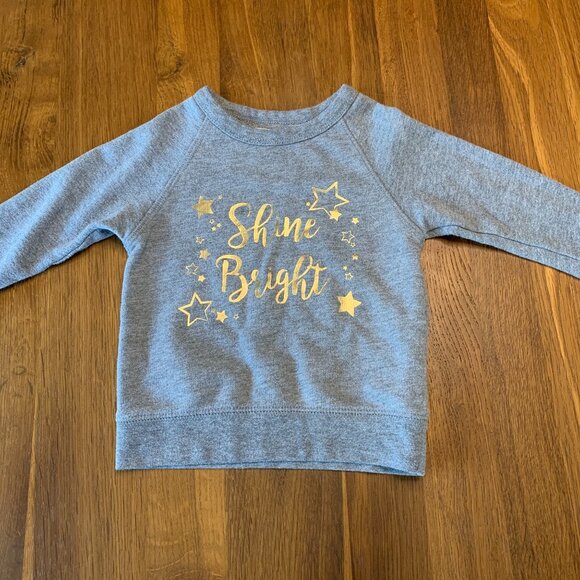 PEEK Shine Bright Sweatshirt Girls 12-18 Grey Gold Christmas Top Unisex Toddler - Picture 7 of 7